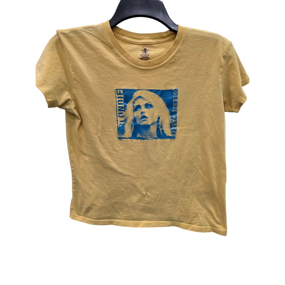 Vintage Y2K Blondie Debbie Harry Shirt XL Anthill Rockware Yellow Baby Tee Crop